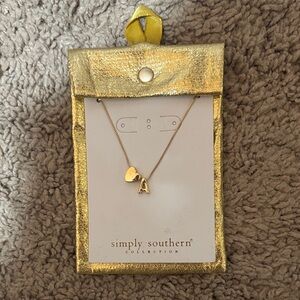 Simply Southern Gold Heart Necklace with 'A' Initial Charm
